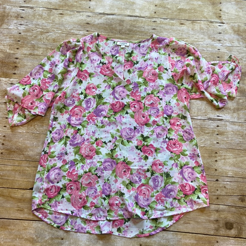 Pink and Purple Floral Blouse